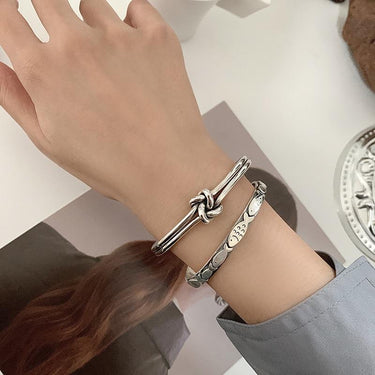 Thai Silver Knot Bracelet + Fish Bangle